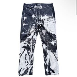 CEECLA “RAVE PLANET” PANTS BLACK AND WHITE RETAIL $395